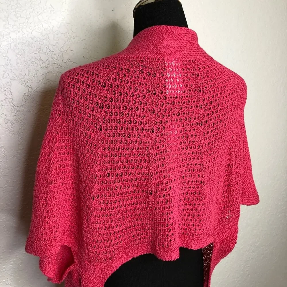 Chico’s bright pink lightweight knit wrap sweater size Small / Medium S/M NWT